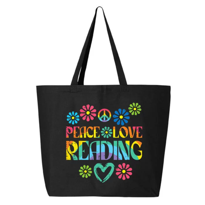 Peace Love Reading Tie Dye Book Lover Bookworm Librarian 25L Jumbo Tote