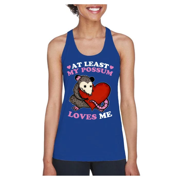 Possum Love Red Valentine Heart Opossum Lovers Gift Possum Gift Women's Racerback Tank