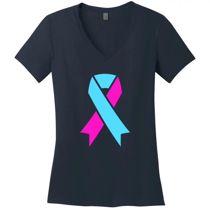 Pro Life Ribbon Pregnancy Infant Loss Awareness Stop Abortion Women's V-Neck T-Shirt