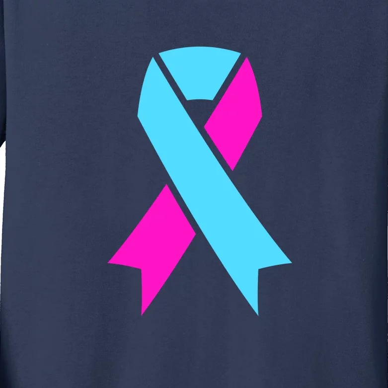 Pro Life Ribbon Pregnancy Infant Loss Awareness Stop Abortion Kids Long Sleeve Shirt