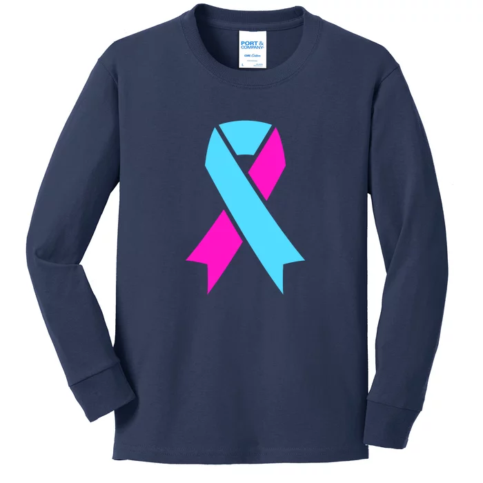 Pro Life Ribbon Pregnancy Infant Loss Awareness Stop Abortion Kids Long Sleeve Shirt