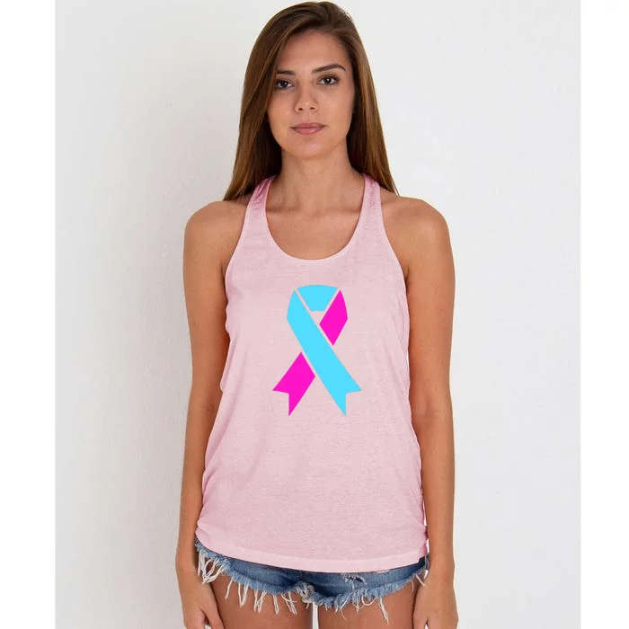 Pro Life Ribbon Pregnancy Infant Loss Awareness Stop Abortion Women's Knotted Racerback Tank