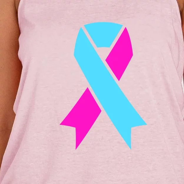 Pro Life Ribbon Pregnancy Infant Loss Awareness Stop Abortion Women's Knotted Racerback Tank