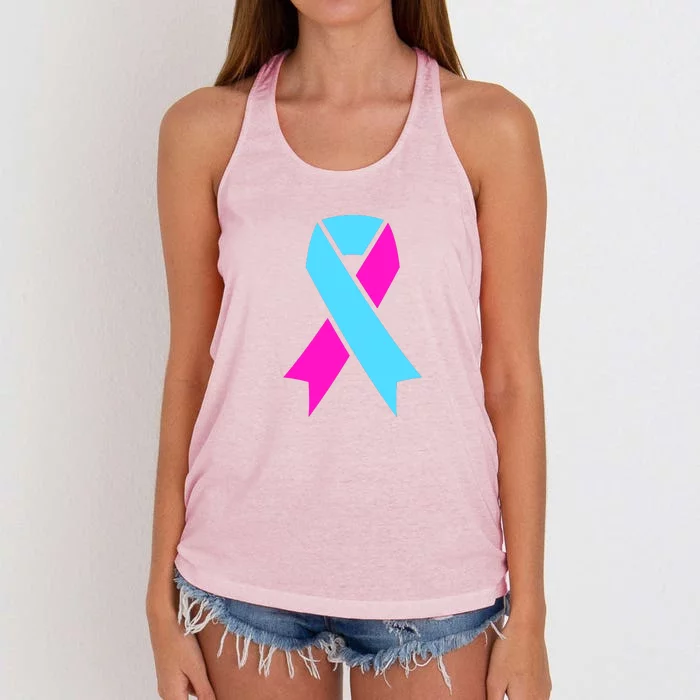 Pro Life Ribbon Pregnancy Infant Loss Awareness Stop Abortion Women's Knotted Racerback Tank