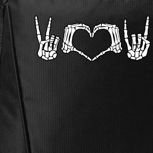 Peace Love Rock And Roll Skeleton Hand Pastel Goth Gift City Backpack