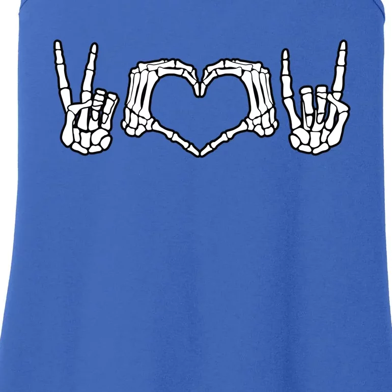 Peace Love Rock And Roll Skeleton Hand Pastel Goth Gift Ladies Essential Tank