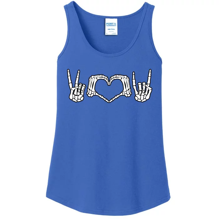 Peace Love Rock And Roll Skeleton Hand Pastel Goth Gift Ladies Essential Tank