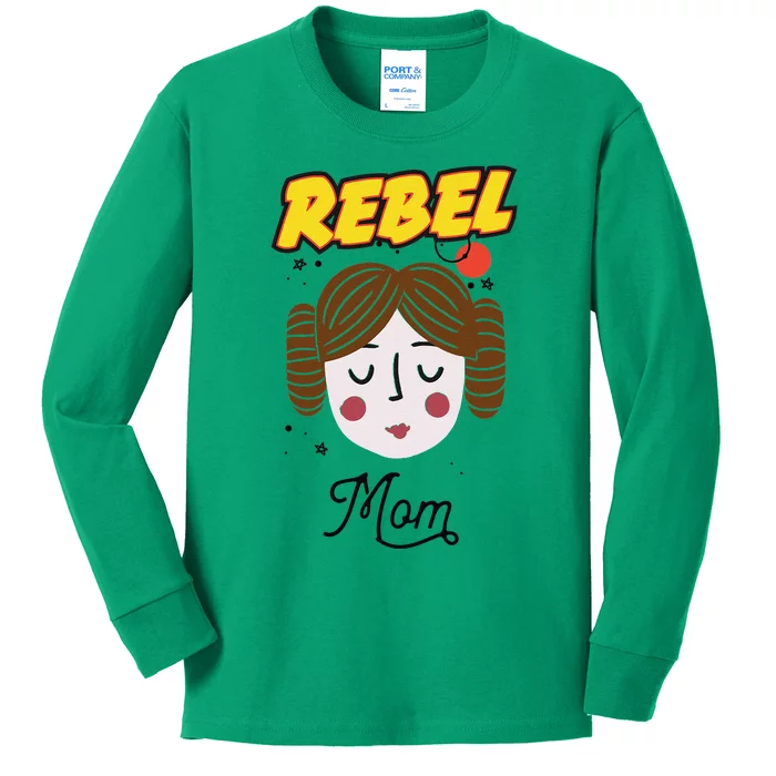 Princess Leia Rebel Mom Mothers Day Kids Long Sleeve Shirt