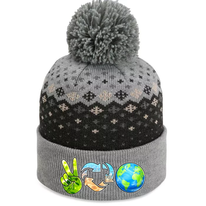 Peace Love Recycle Earth Celebrate Earth Day Everyday The Baniff Cuffed Pom Beanie