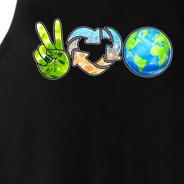 Peace Love Recycle Earth Celebrate Earth Day Everyday Ladies Tri-Blend Wicking Tank