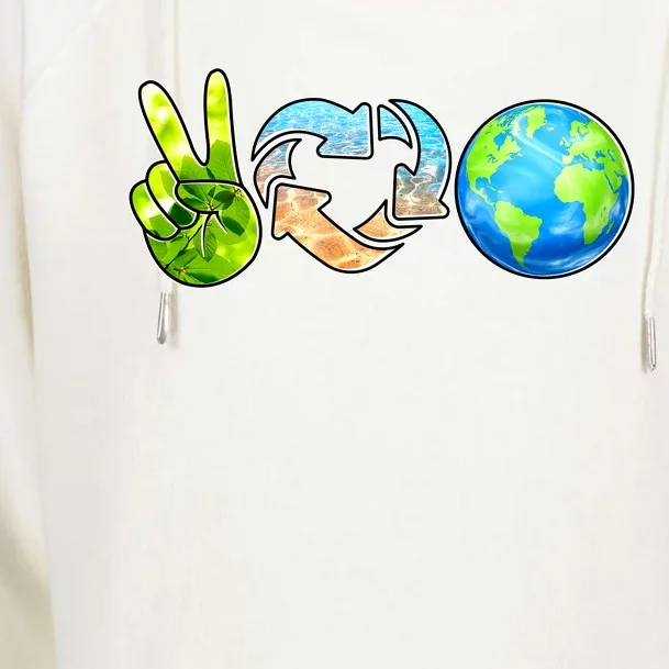 Peace Love Recycle Earth Celebrate Earth Day Everyday Womens Funnel Neck Pullover Hood