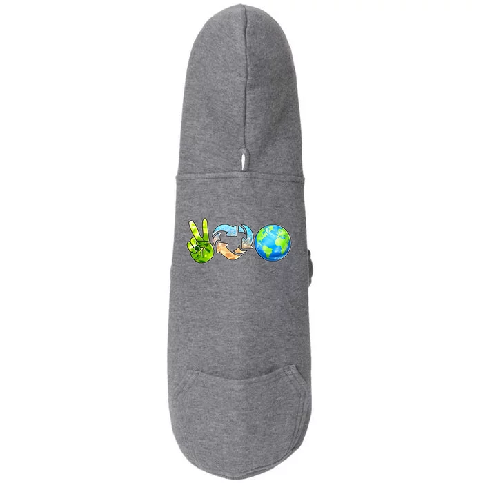 Peace Love Recycle Earth Celebrate Earth Day Everyday Doggie 3-End Fleece Hoodie