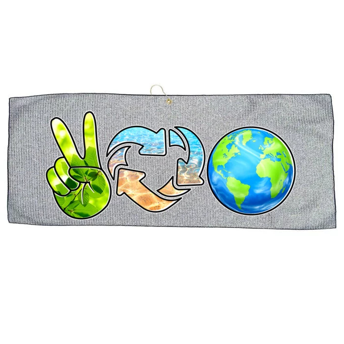 Peace Love Recycle Earth Celebrate Earth Day Everyday Large Microfiber Waffle Golf Towel