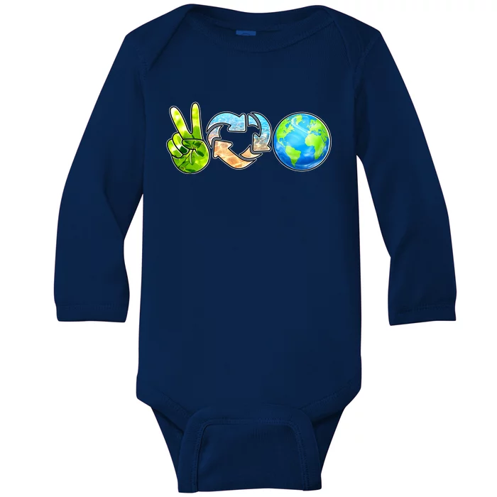 Peace Love Recycle Earth Celebrate Earth Day Everyday Baby Long Sleeve Bodysuit