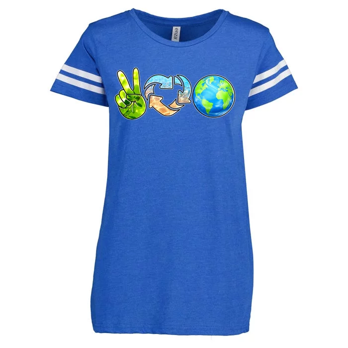 Peace Love Recycle Earth Celebrate Earth Day Everyday Enza Ladies Jersey Football T-Shirt