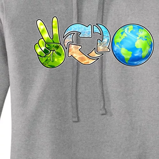 Peace Love Recycle Earth Celebrate Earth Day Everyday Women's Pullover Hoodie