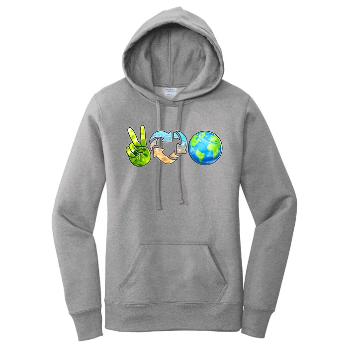 Peace Love Recycle Earth Celebrate Earth Day Everyday Women's Pullover Hoodie