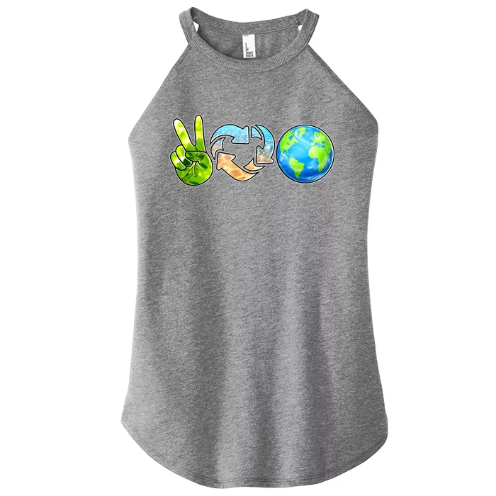 Peace Love Recycle Earth Celebrate Earth Day Everyday Women’s Perfect Tri Rocker Tank