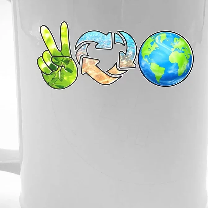 Peace Love Recycle Earth Celebrate Earth Day Everyday Front & Back Beer Stein