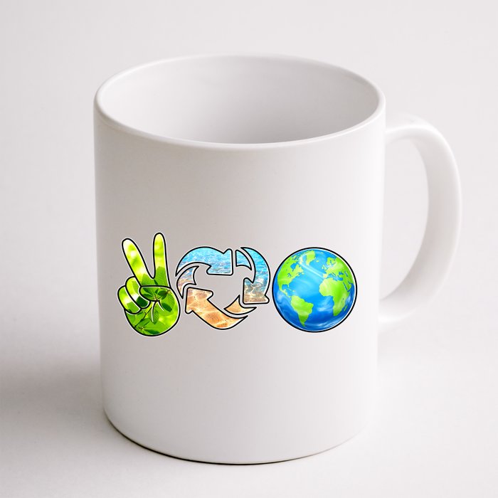 Peace Love Recycle Earth Celebrate Earth Day Everyday Front & Back Coffee Mug