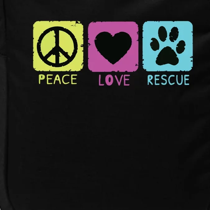 Peace Love Rescue Dogs Retro Distressed Graphic Design Impact Tech Backpack