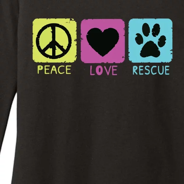 Peace Love Rescue Dogs Retro Distressed Graphic Design Womens CVC Long Sleeve Shirt