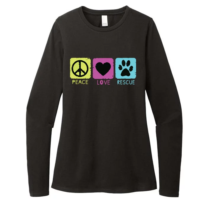 Peace Love Rescue Dogs Retro Distressed Graphic Design Womens CVC Long Sleeve Shirt