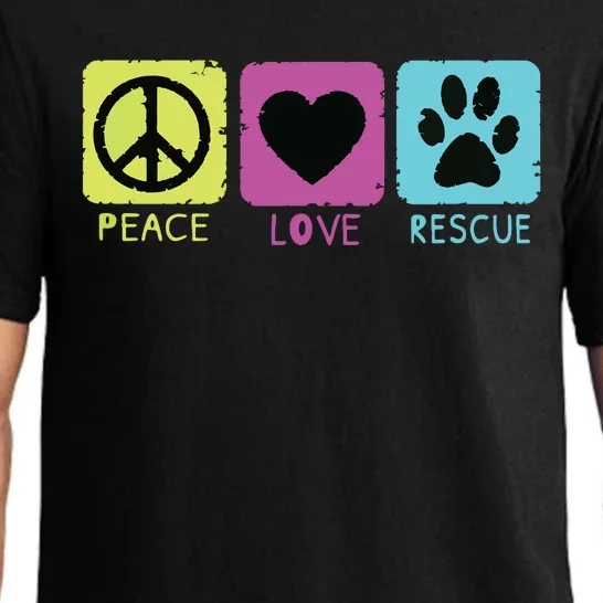 Peace Love Rescue Dogs Retro Distressed Graphic Design Pajama Set