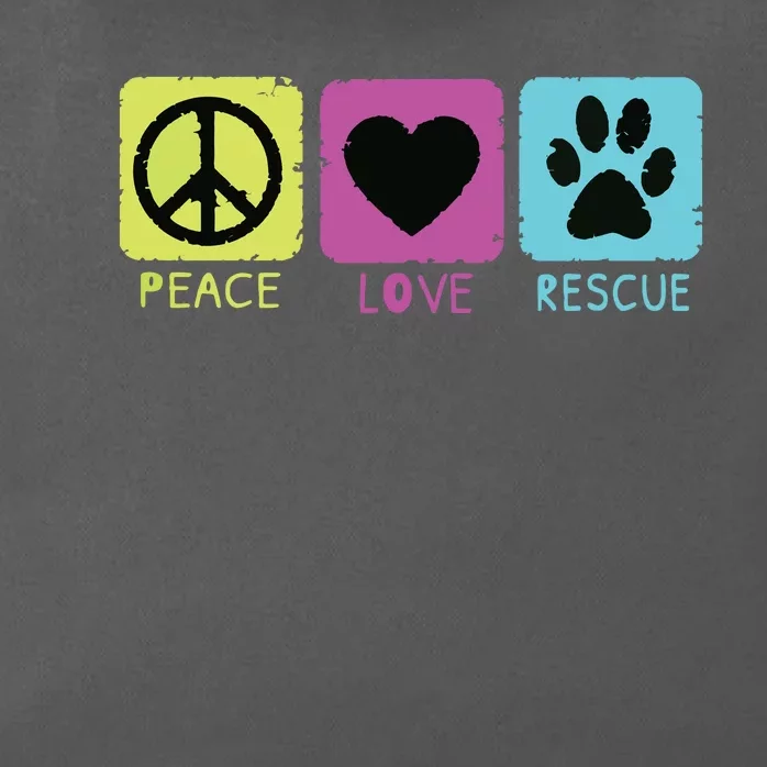 Peace Love Rescue Dogs Retro Distressed Graphic Design Zip Tote Bag