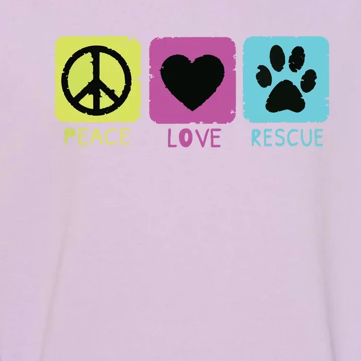 Peace Love Rescue Dogs Retro Distressed Graphic Design Garment-Dyed Sweatshirt