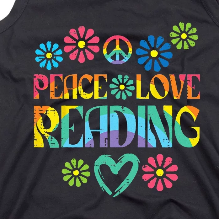 Peace Love Reading Tie Dye Book Lover Bookworm Librarian Tank Top