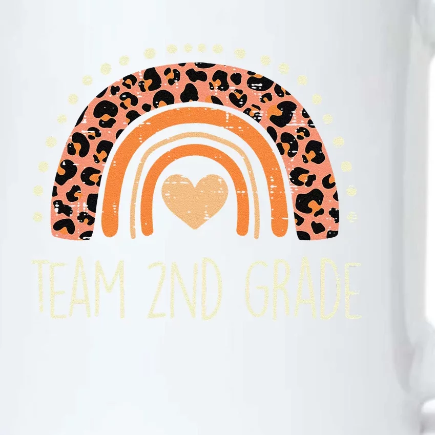 Peach Leopard Rainbow Team 2nd Grade Last Day School Teacher Black Color Changing Mug