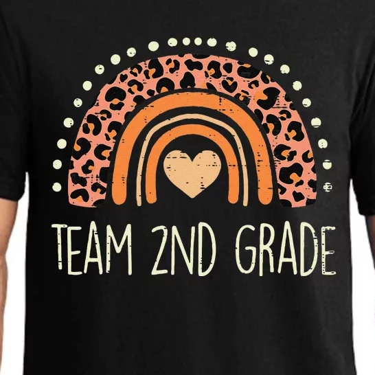 Peach Leopard Rainbow Team 2nd Grade Last Day School Teacher Pajama Set