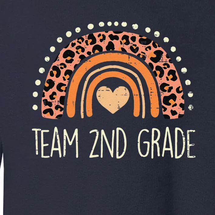 Peach Leopard Rainbow Team 2nd Grade Last Day School Teacher Toddler Sweatshirt