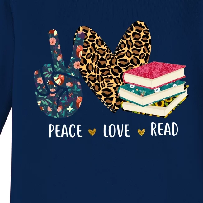 Peace Love Read Books Book Lover Teen Reading Teacher Gift Baby Long Sleeve Bodysuit