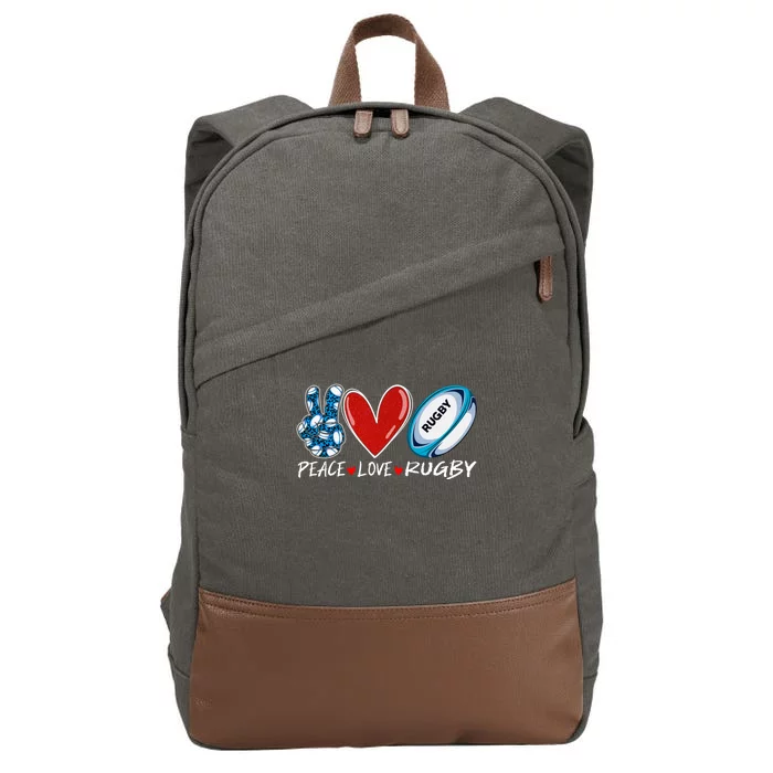 Peace Love Rugby Game Day Outfit Leopard Mother's Day Gift Cotton Canvas Backpack