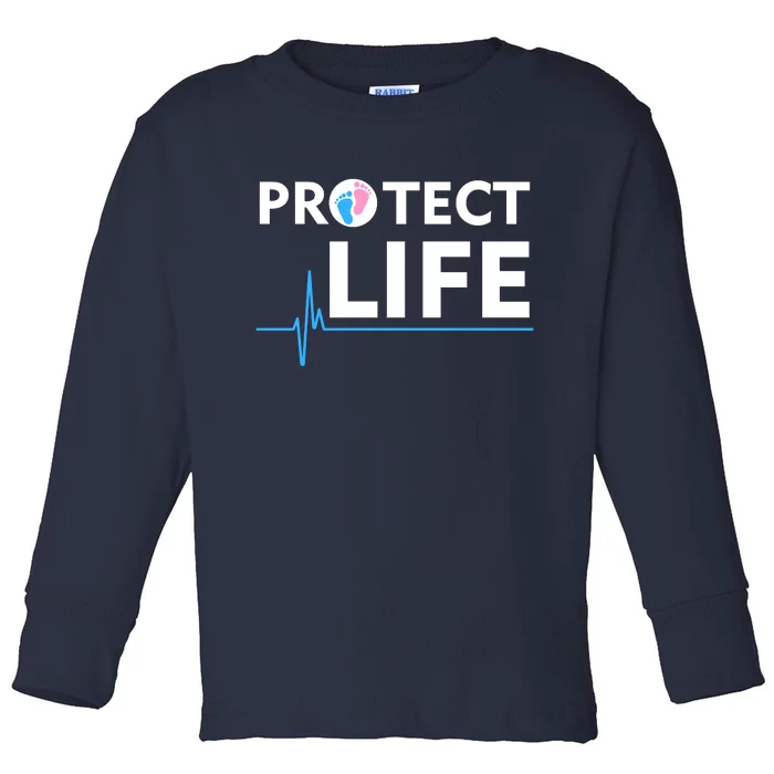 Protect Life Ribbon Pregnancy Infant Loss Awareness Stop Abortion Toddler Long Sleeve Shirt