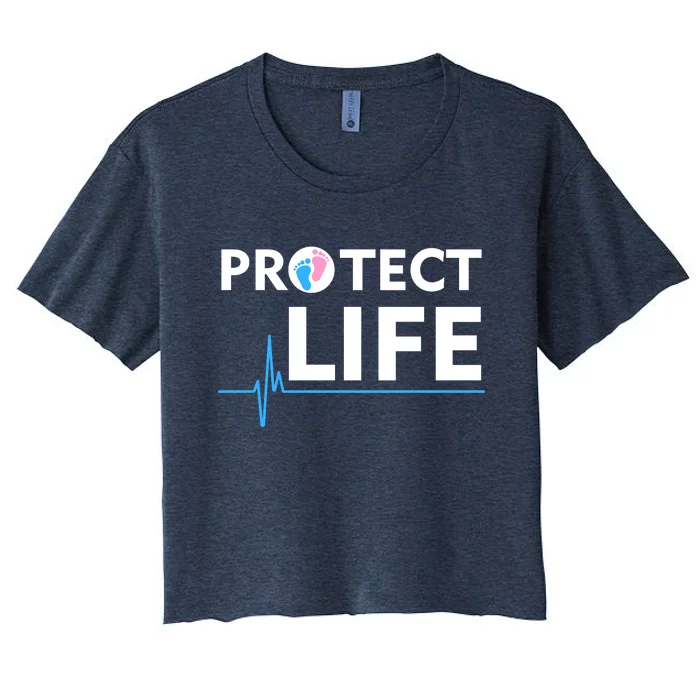 Protect Life Ribbon Pregnancy Infant Loss Awareness Stop Abortion Women's Crop Top Tee