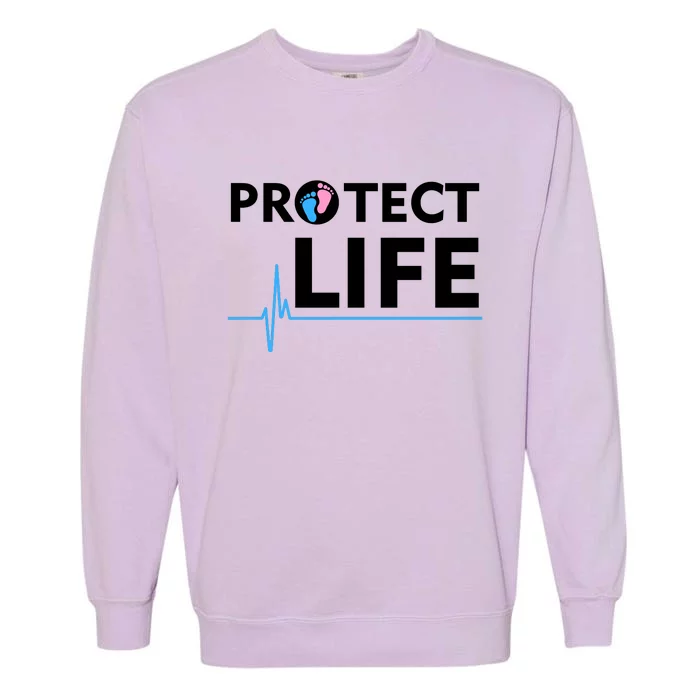 Protect Life Ribbon Pregnancy Infant Loss Awareness Stop Abortion Garment-Dyed Sweatshirt