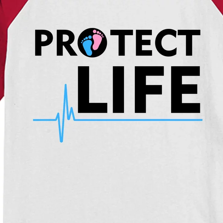 Protect Life Ribbon Pregnancy Infant Loss Awareness Stop Abortion Kids Colorblock Raglan Jersey