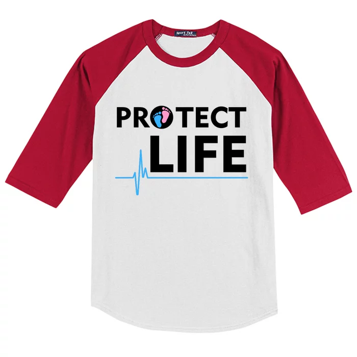 Protect Life Ribbon Pregnancy Infant Loss Awareness Stop Abortion Kids Colorblock Raglan Jersey