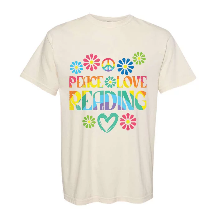 Peace Love Reading Lover Bookworm Librarian Garment-Dyed Heavyweight T-Shirt