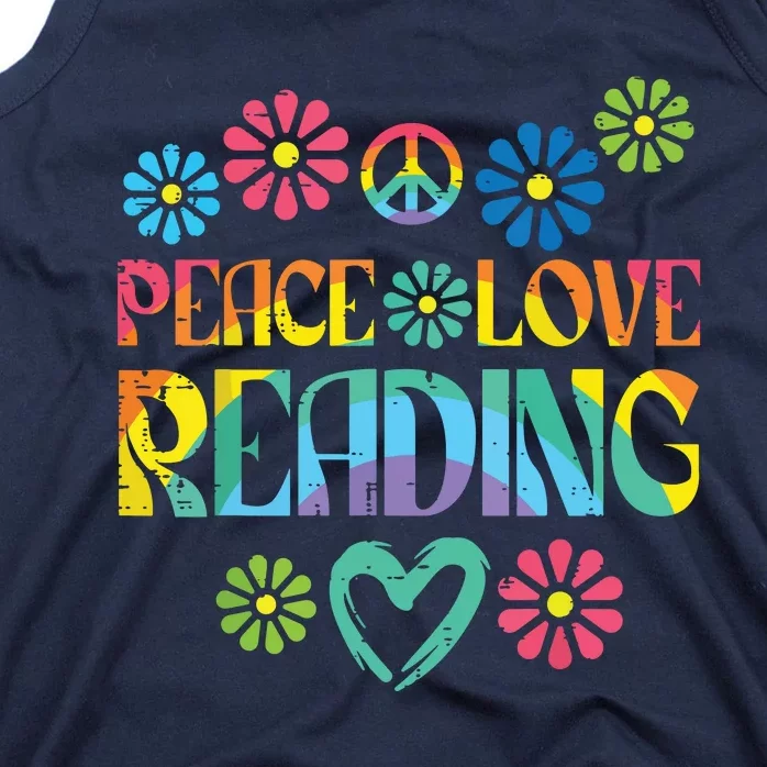 Peace Love Reading Lover Bookworm Librarian Tank Top