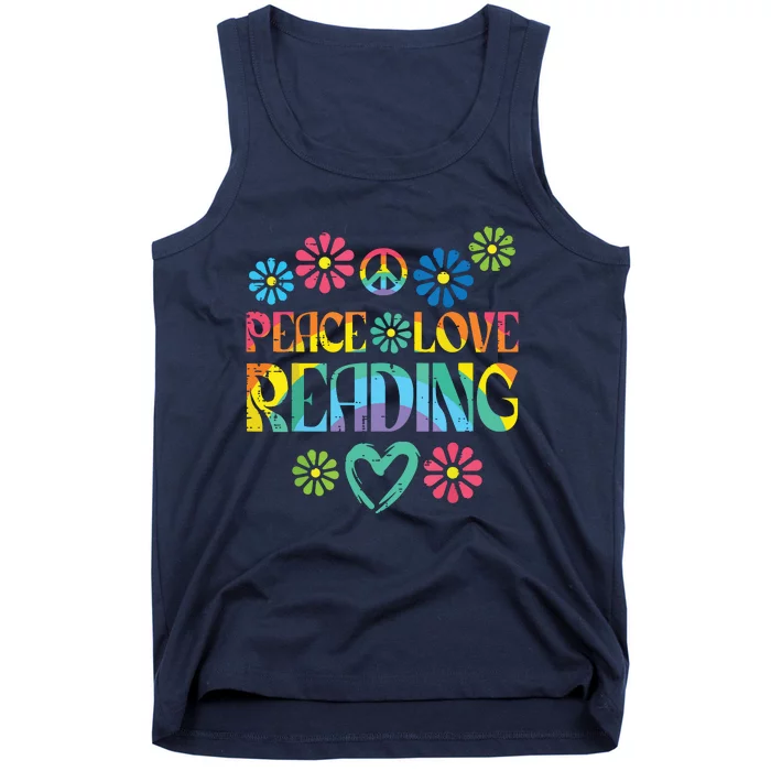 Peace Love Reading Lover Bookworm Librarian Tank Top