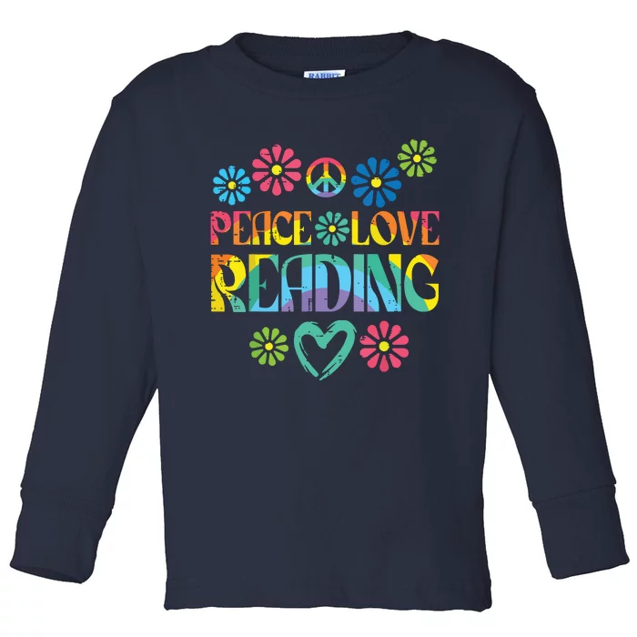 Peace Love Reading Lover Bookworm Librarian Toddler Long Sleeve Shirt