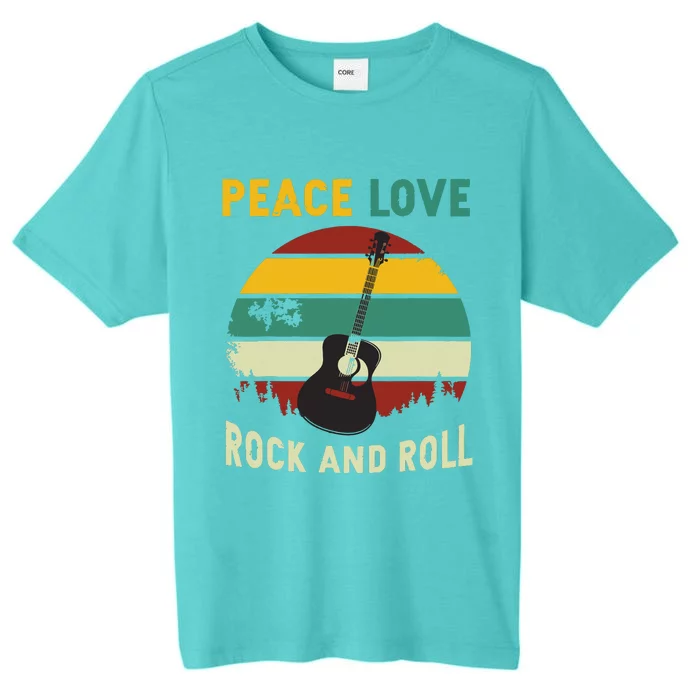 Peace Love Rock Roll Guitar Player Guitarist Vintage ChromaSoft Performance T-Shirt