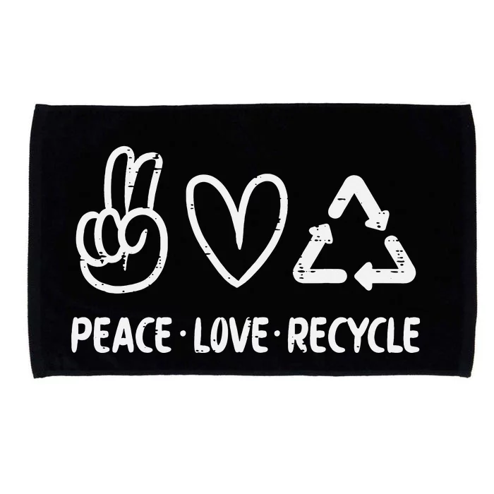 Peace Love Recycle Earth Day Recycling Hippie Microfiber Hand Towel