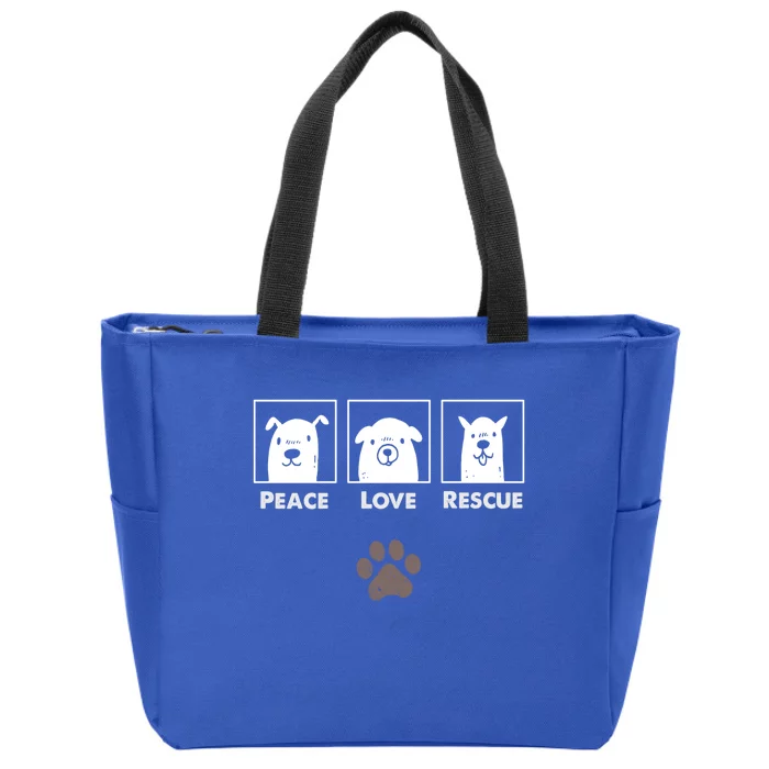 Peace Love Rescue Dogs Dog Day Dog Lover Gift Zip Tote Bag