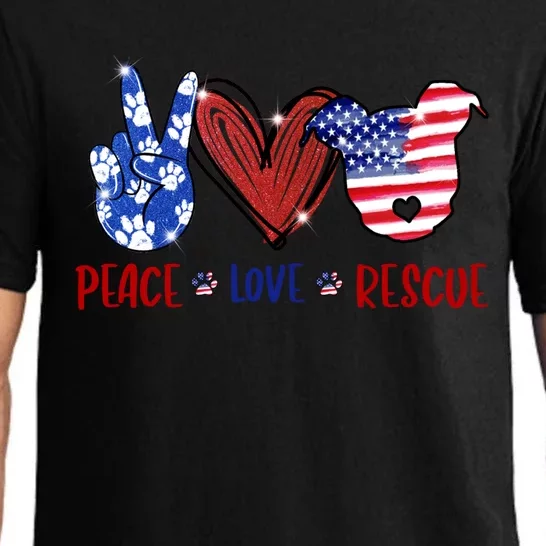 Peace Love Rescue Dogs Pitbull America Gift Pajama Set