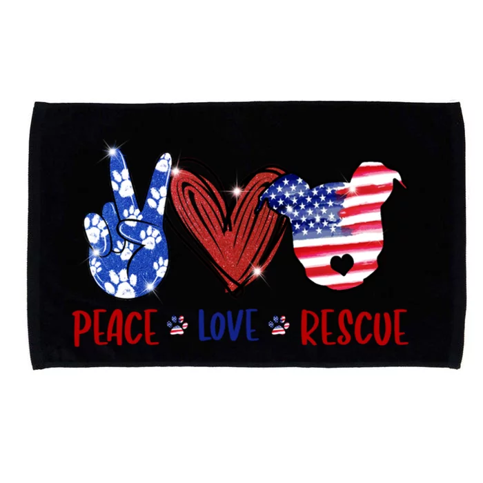 Peace Love Rescue Dogs Pitbull America Gift Microfiber Hand Towel